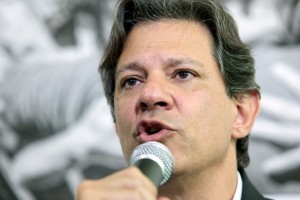 Fernando Haddad, presidential candidate for the Workers' Party, speaks during a press conference in Sao Paulo, Brazil, on Thursday, Sept. 13, 2018. Financial markets are just as spooked that former Sao Paulo Mayor Haddad could become Brazil's president as they were when his mentor Luiz Inacio Lula da Silva was elected 16 years ago.  Photographer: Patricia Monteiro/Bloomberg