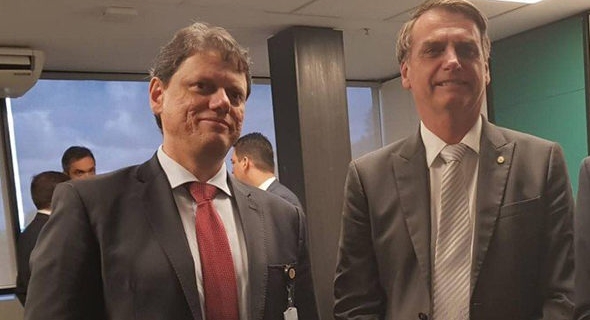 Futuro ministro da Infraestrutura, Tarcísio Freitas, e o presidente eleito Jair Bolsonaro (Foto: Divulgação/Equipe de Transição)