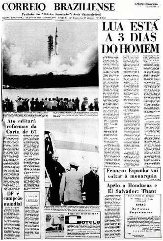 A capa do Correio de 17 de julho de 1969: dia histórico (Foto: Arquivo /CB/D.A Press) 