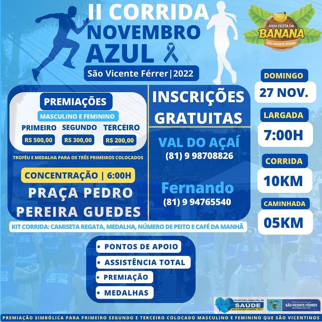 Alertando sobre a prevenção ao câncer de próstata, município de São Vicente  Férrer volta a realizar “2º Corrida Novembro Azul” – Blog Revista Total